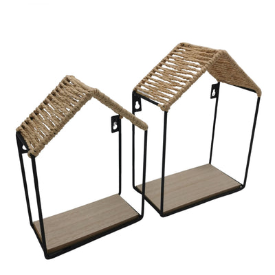 Lot de 2 étagères en bois et métal H30