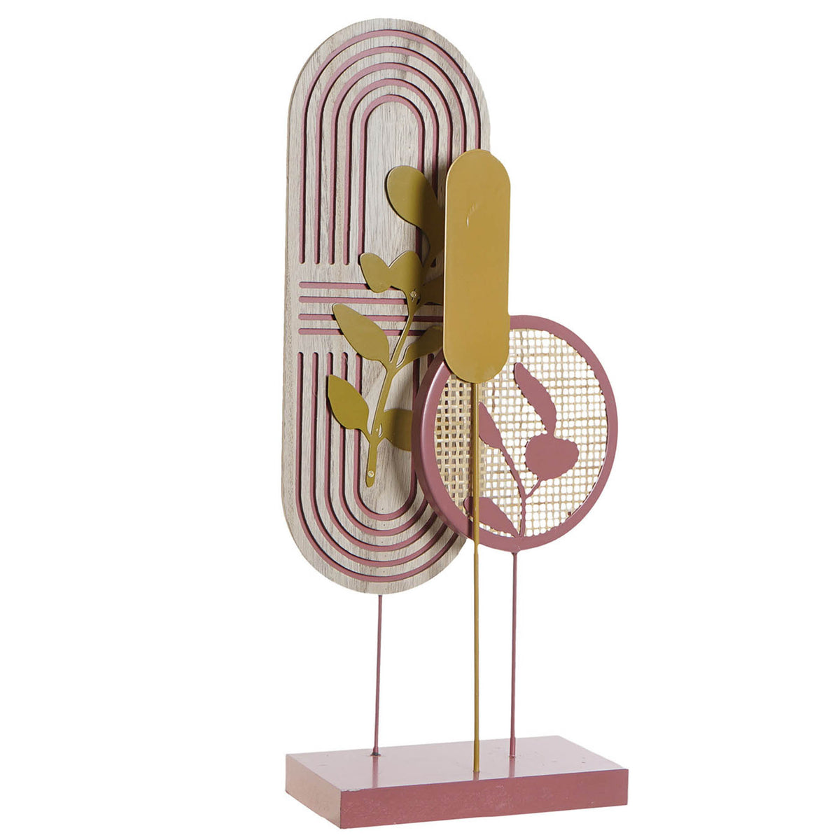 Décoration en bois art déco rose H50
