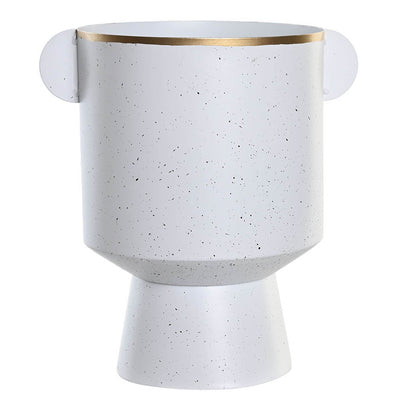 Vase déco en métal blanc liseré doré H28