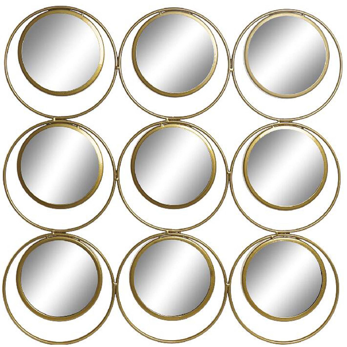 Lot de 9 miroirs dorée en métal 60x60
