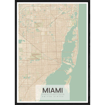 Tableau MIAMI avec cadre noir ALL NATUREL – Taille 32x42