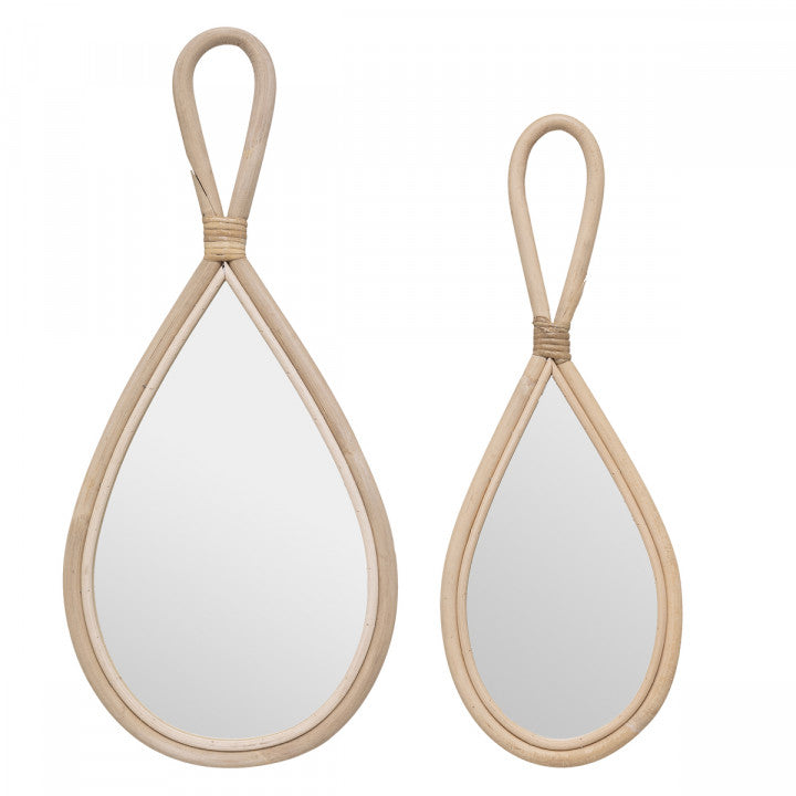 Lot de 2 miroirs en rotin goutte H45