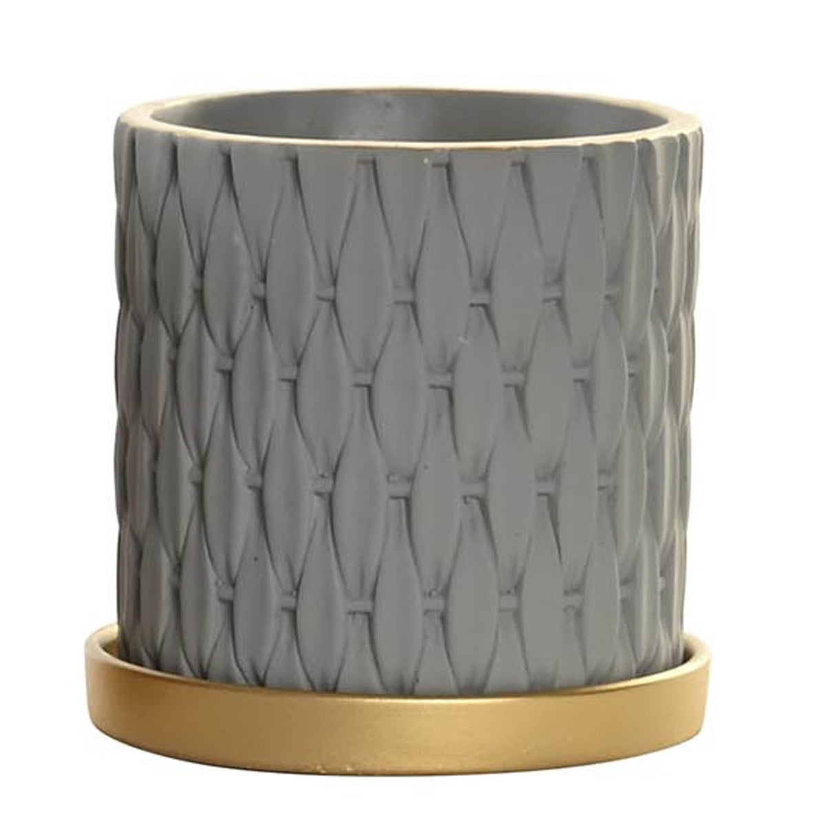 Vase en ciment design gris et doré H15