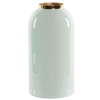 Vase déco en métal laqué bleu H25