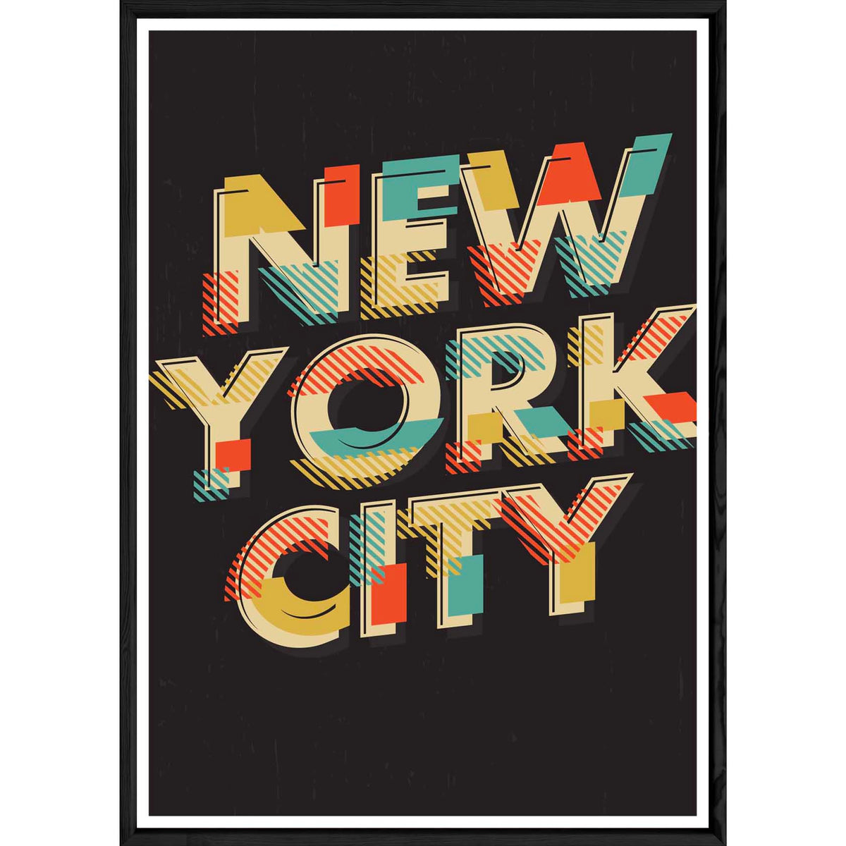 Tableau New York avec cadre noir POP – Taille 32x42