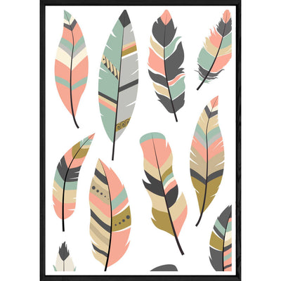 Tableau plume avec cadre noir POP – Taille 32x42