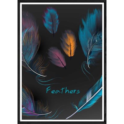Tableau PLUME avec cadre noir POP – Taille 32x42