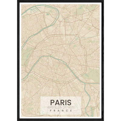 Tableau PARIS avec cadre noir ALL NATUREL – Taille 32x42
