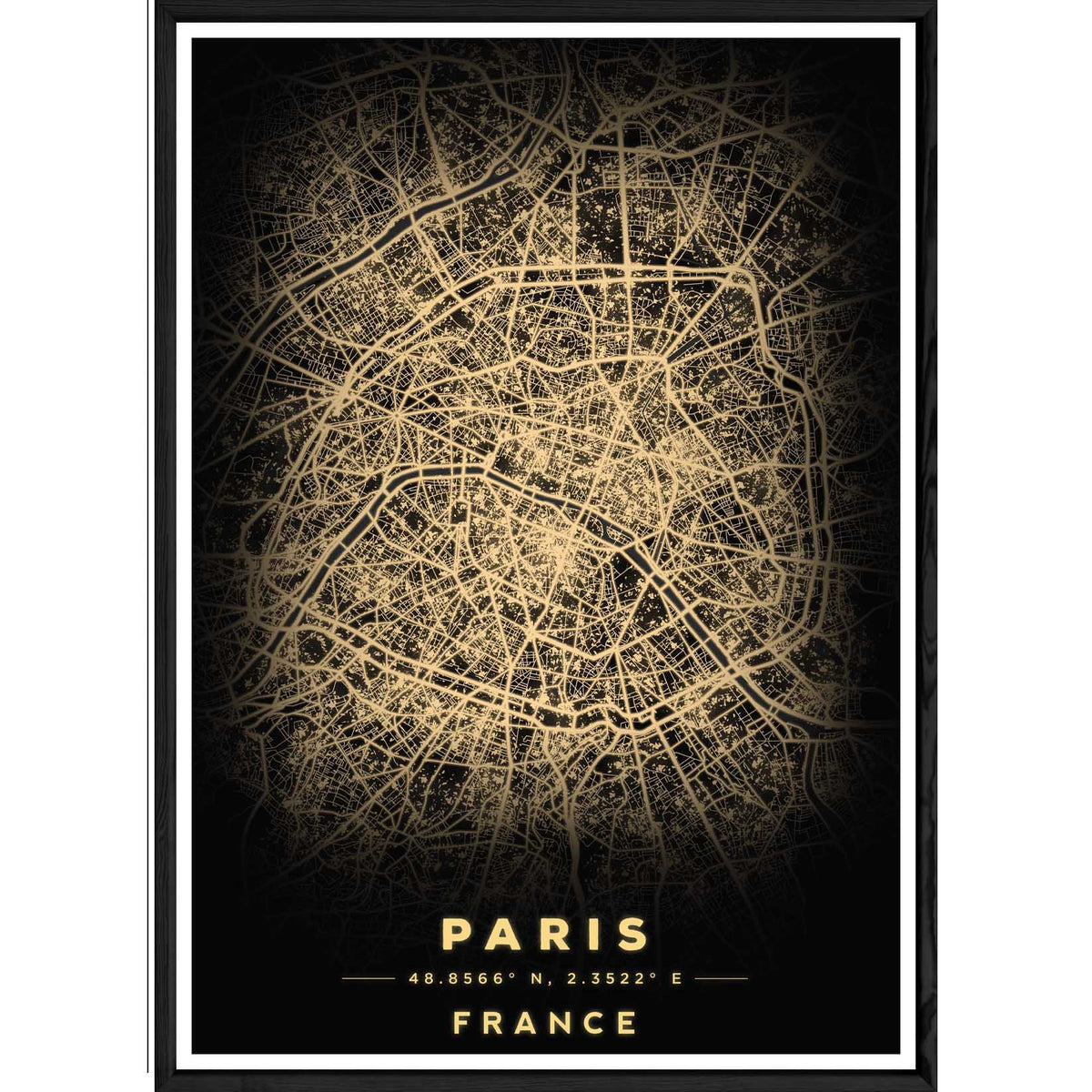 Tableau PARIS avec cadre noir BLACK – Taille 32x42