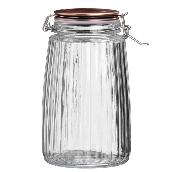 Pot art déco en verre couvercle cuivré 1,8L