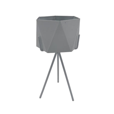 Pot en métal blanc sur pied H30