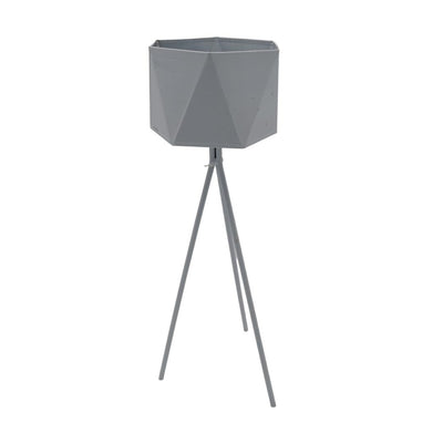 Pot en métal blanc sur pied H45