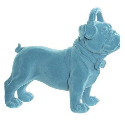Statue bleue Bulldog en résine L21
