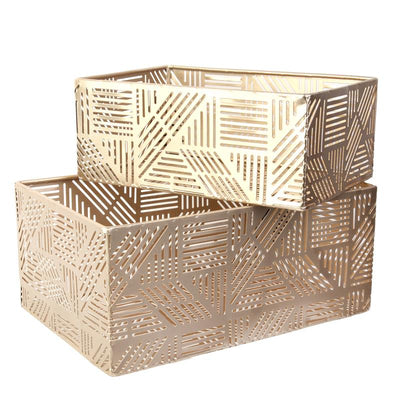 Lot de 2 paniers dorés 25x17