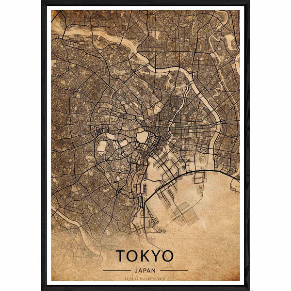 Cuadro TOKYO con marco negro OLD – Tamaño 32x42