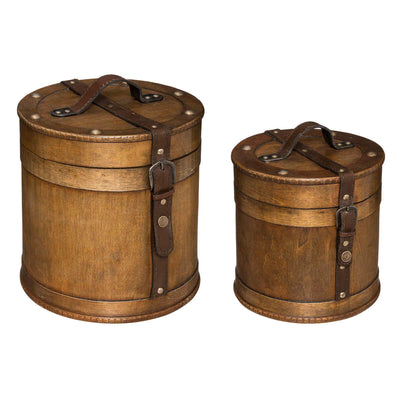 Lot de 2 boites rondes en bois H25