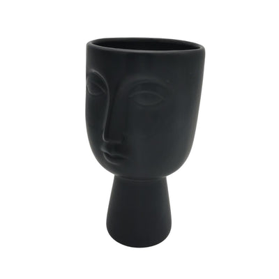 Vase visage noir H24