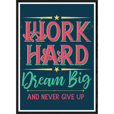 Tableau Work avec cadre noir POP – Taille 32x42
