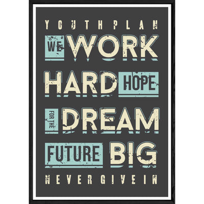 Tableau Work avec cadre noir POP – Taille 32x42