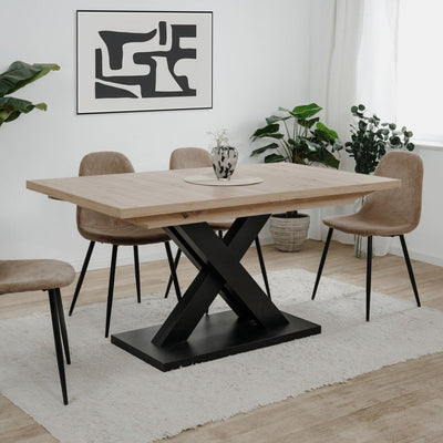 Table à manger extensible en bois et métal 160/200 x 90 cm