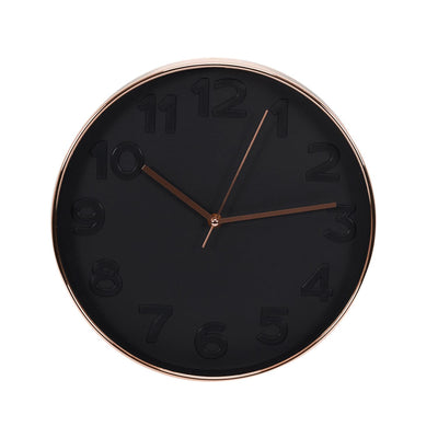 Horloge noire mat et contour cuivré D30