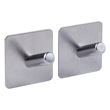 Lot de 2 crochets de salle de bain en métal argent adhésif