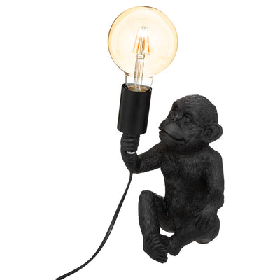Lampe singe noir en résine H25
