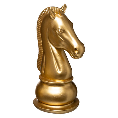 Pièce echec CAVALIER en résine dorée H25
