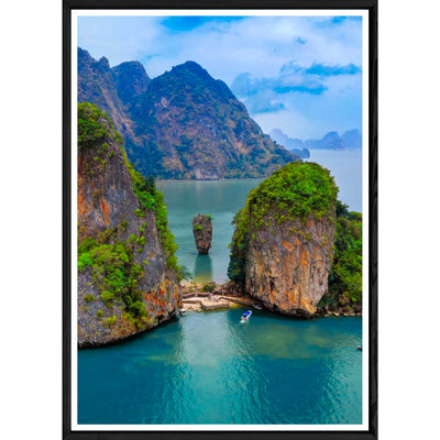 Tableau paysage island avec cadre noir – Taille 32x42