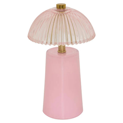 Lampe à poser en verre art déco H19 rose