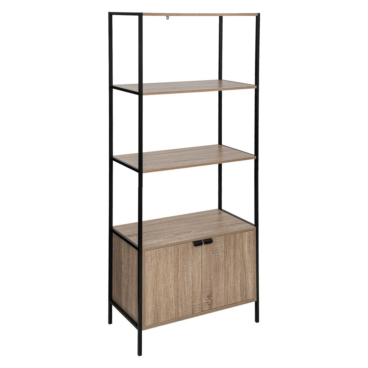 Etagère bibliothèque en bois et métal H176 + 2 portes