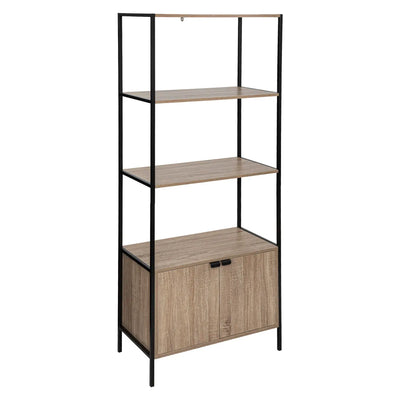Etagère bibliothèque en bois et métal H176 + 2 portes