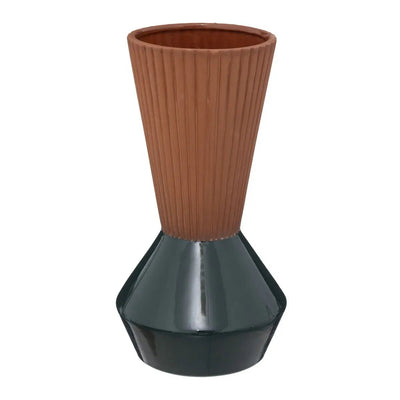 Vase en terre cuite bleu nuit H25