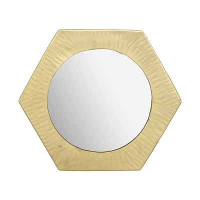Miroir hexagonal art déco en métal doré H20