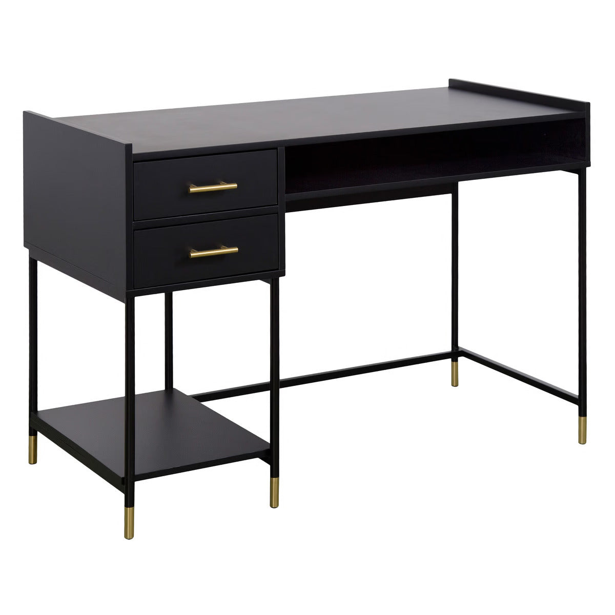 Bureau en métal et bois noir 110x55