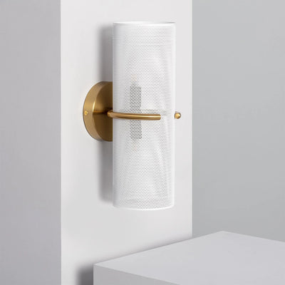 Applique murale blanche et dorée en métal H35