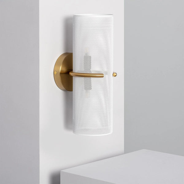 Aplique de pared blanco y dorado de metal H35