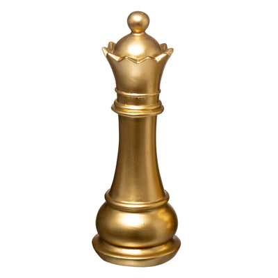 Pièce echec DAME en résine dorée H25