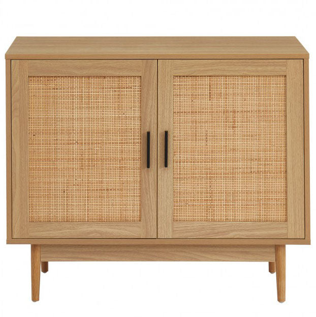 Buffet en bois et rotin