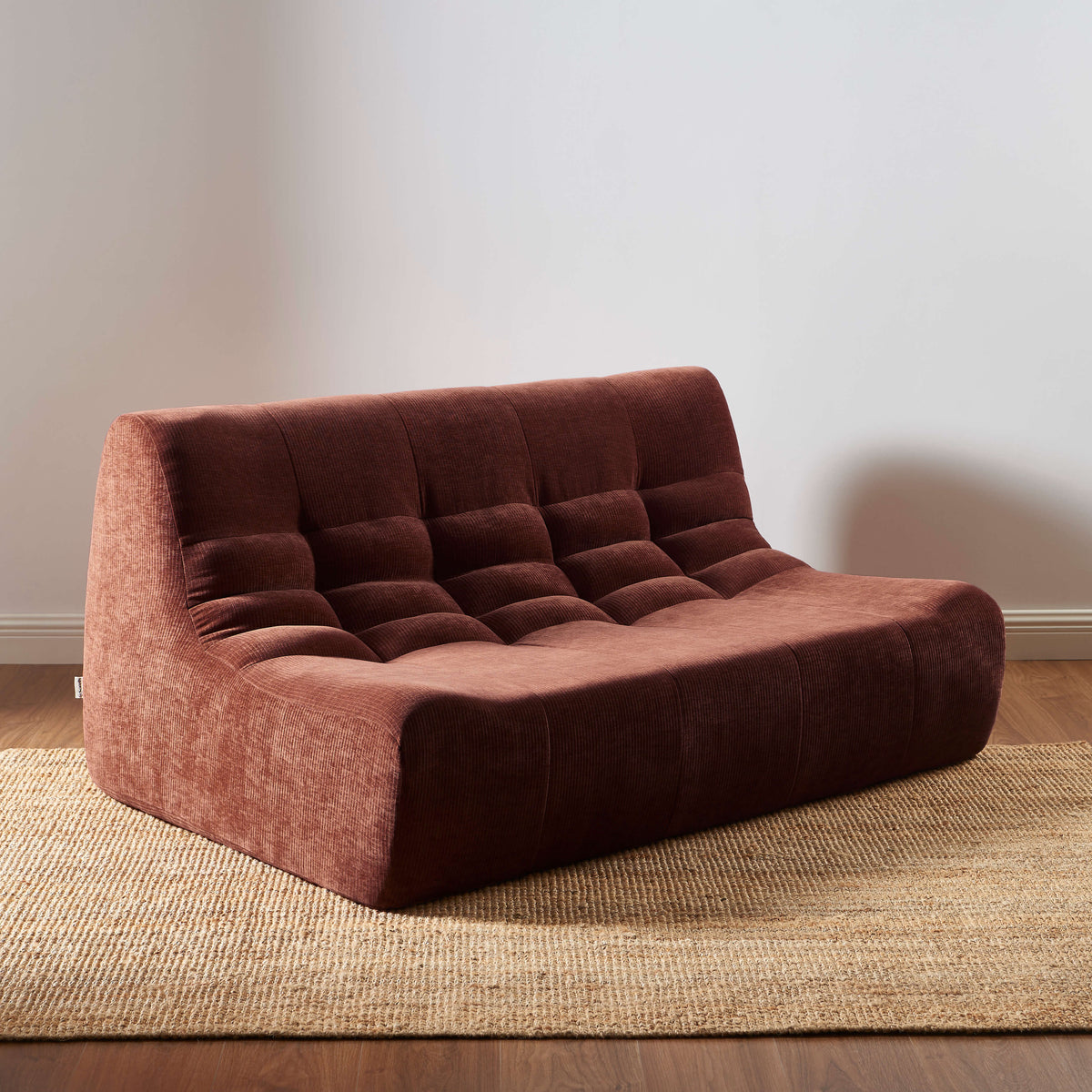 Banquette modulable 2 places velours bordeaux