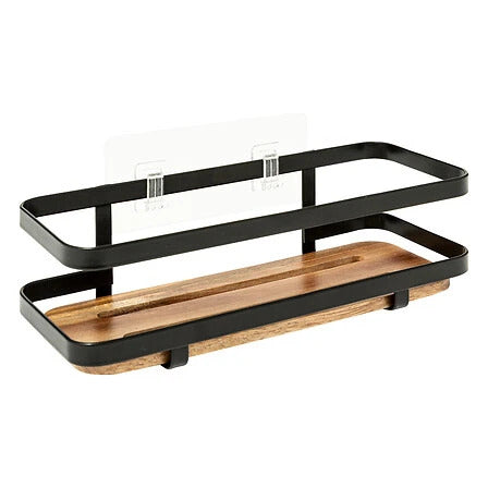Estante de madera y metal para el baño