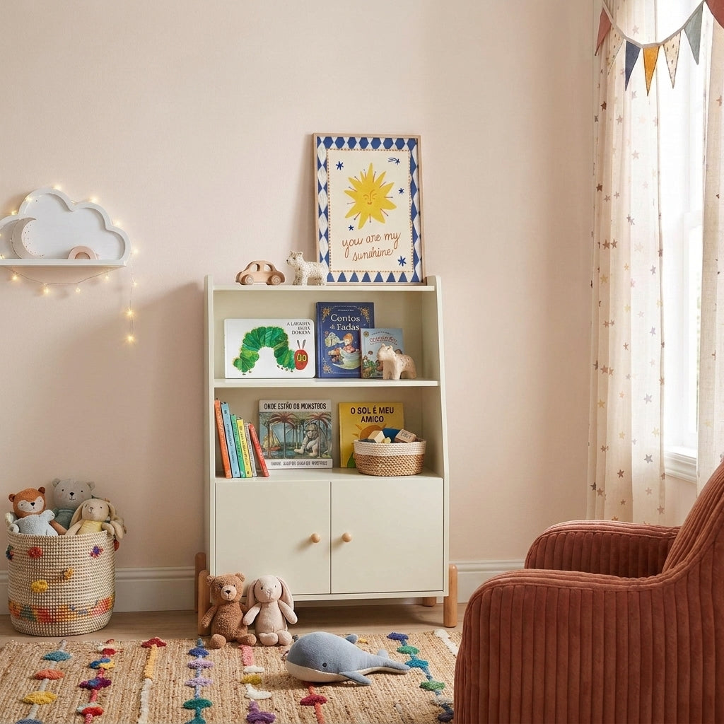 Bibliothèque enfant beige 81,5x114 cm