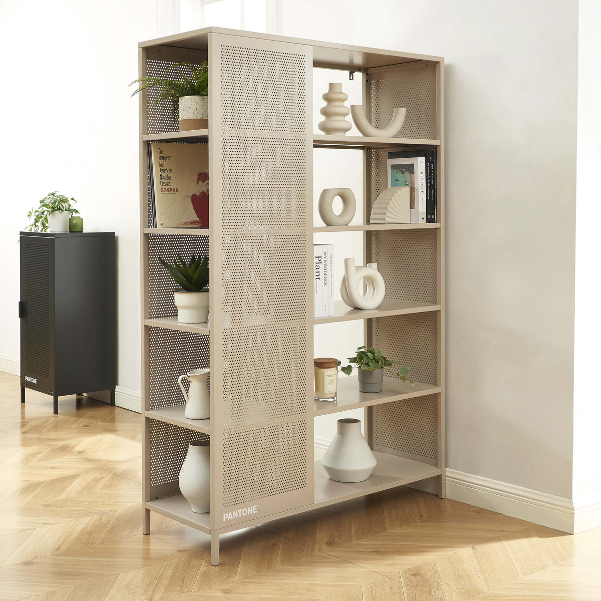 Bibliothèque métal taupe H180 cm