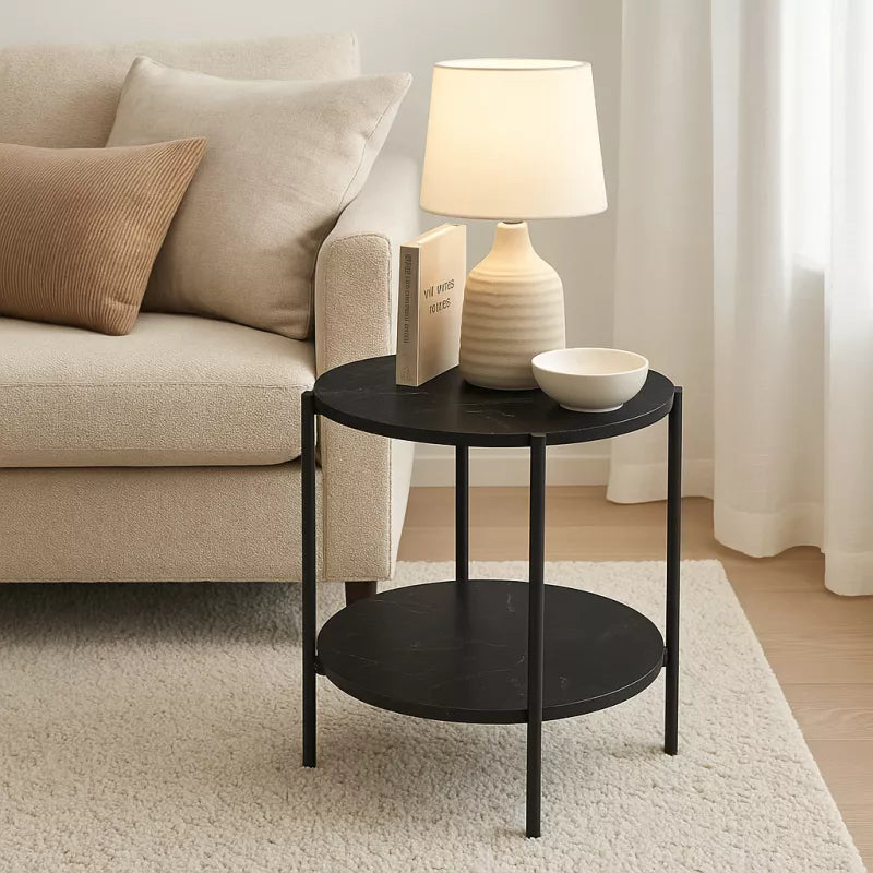 Table basse noir effet marbre