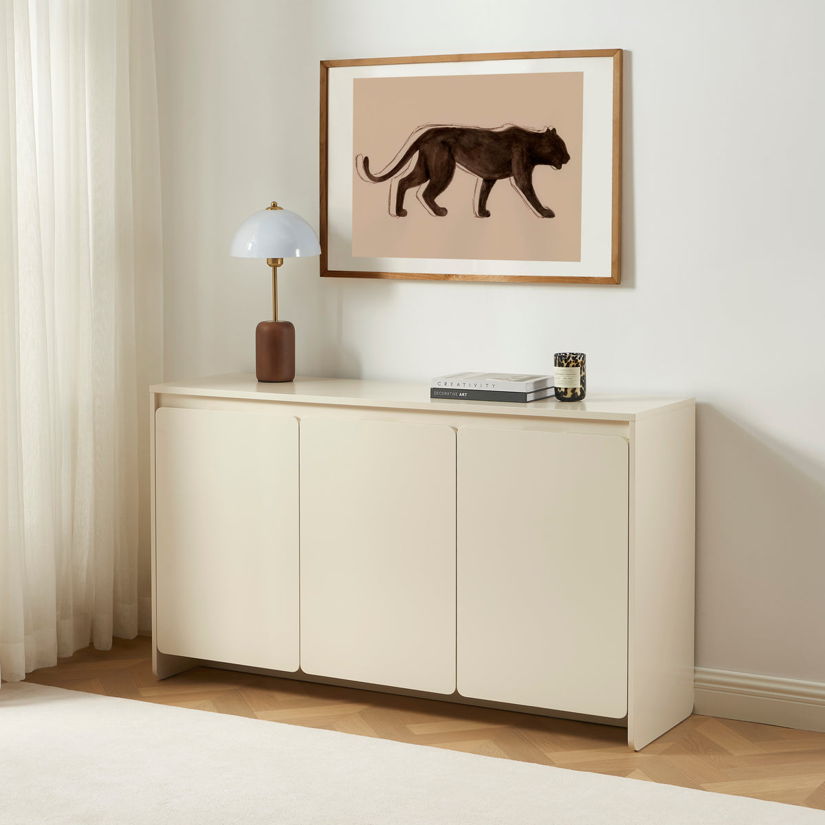 Buffet 3 portes beige 140 cm