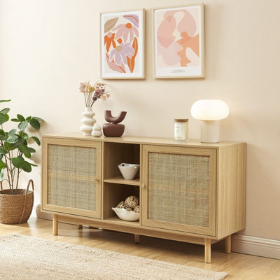 PRIX MINI : Buffet en bois cannage L150