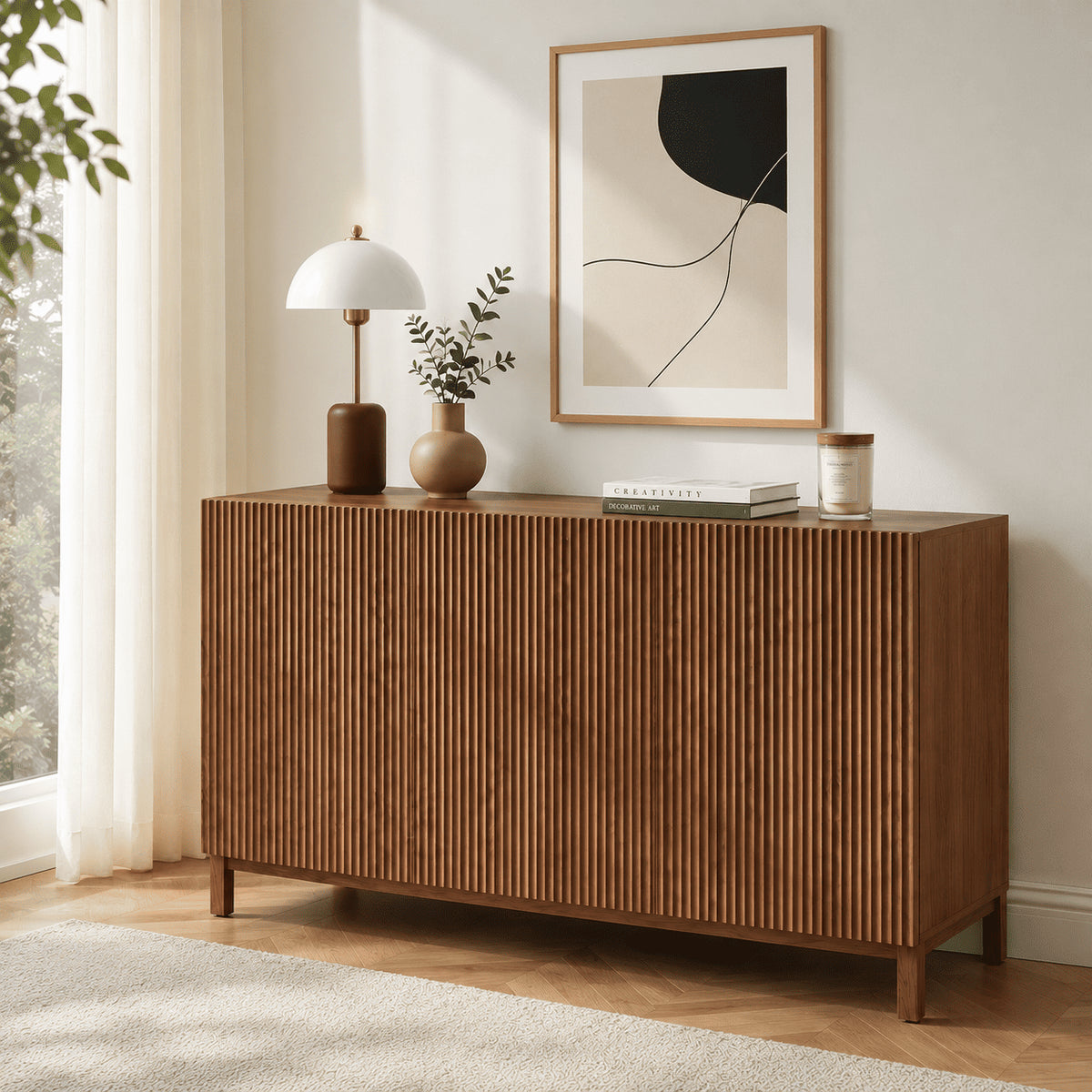 Buffet effet noyer 3 portes 140 cm