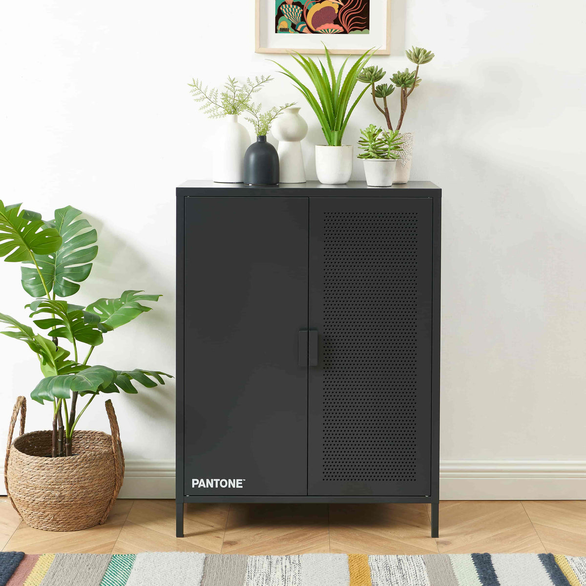 Buffet métal gris anthracite 2 portes 75 cm