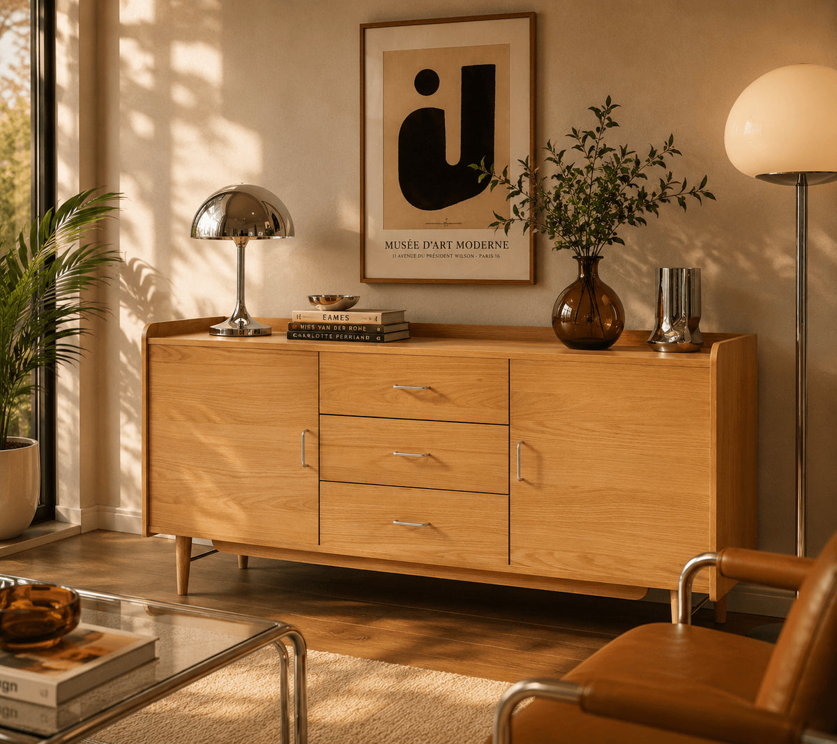 Buffet placage chêne 2 portes 180 cm