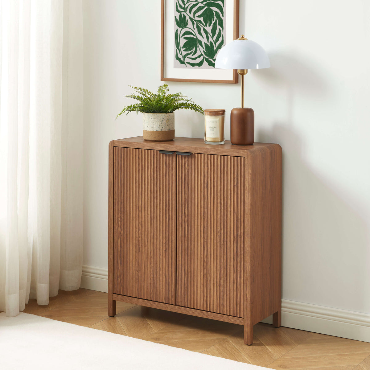 Buffet effet noyer 2 portes 75 cm
